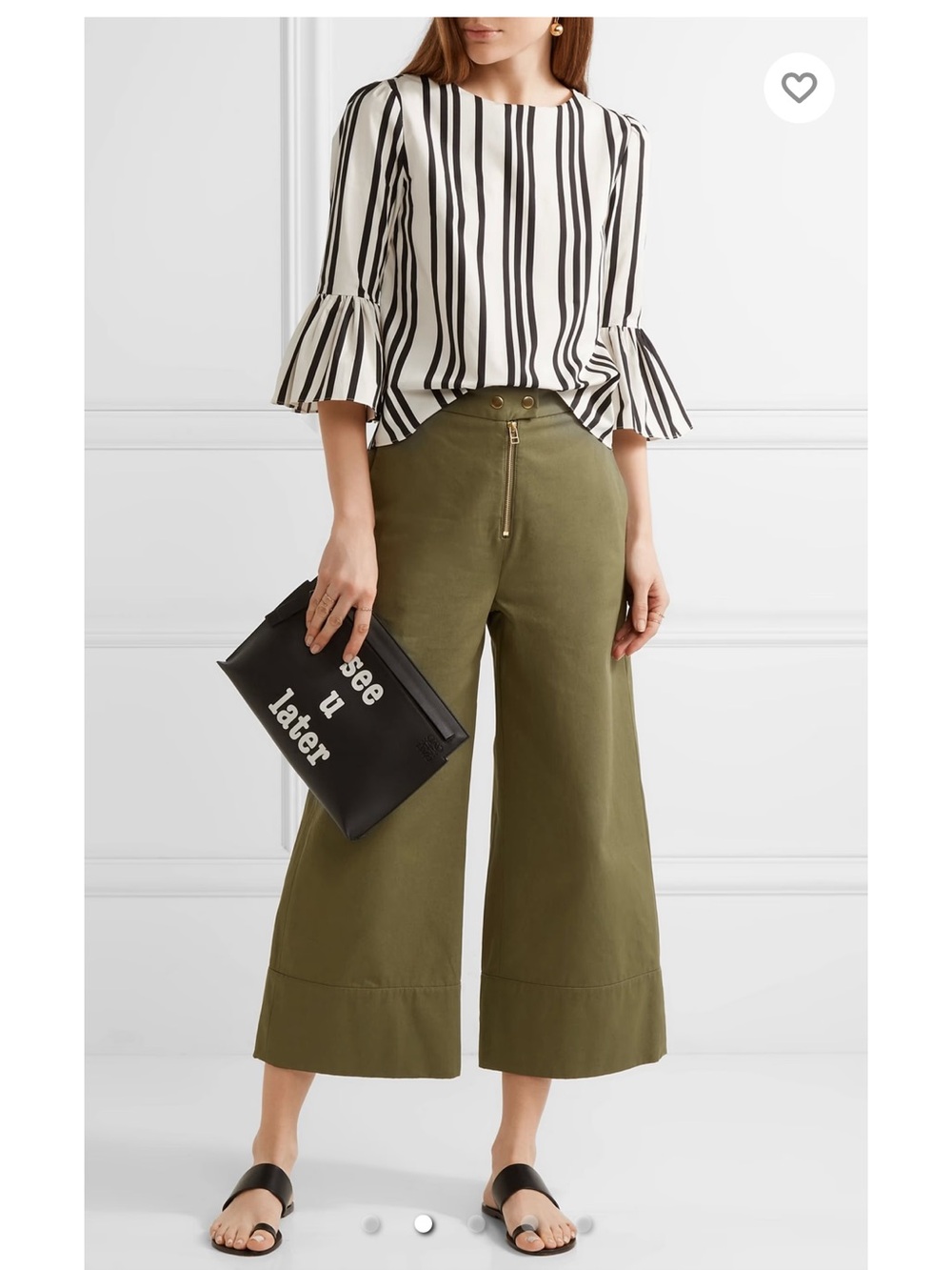 Alice + Olivia Bernice ruffle-trimmed striped cotton top